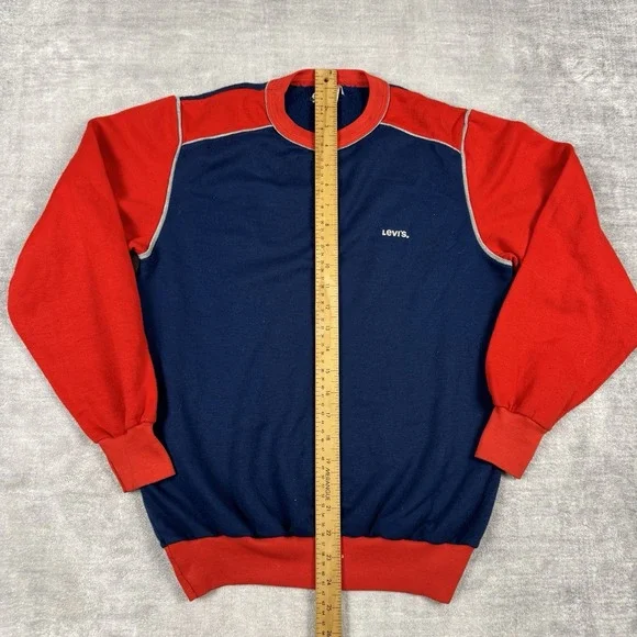 Vintage Levis Sweatshirt Mens Small Blue 2 Toned 70s 80s Crewneck Western USA - Picture 5 of 8